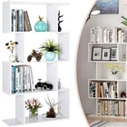 Storage Bookcase 4 Shelves Wood Bookshelf S Shape Display Unit Home Furniture UK