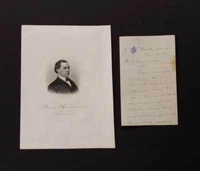 Samuel J Randall 1864 Handwritten/Signed Letter & Engraved Photo ~ PA Politician
