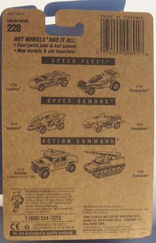 Hot Wheels ZENDER FACT 4 Green All-Blue Card #228 1991 Ultra Hots UH - Picture 2 of 2