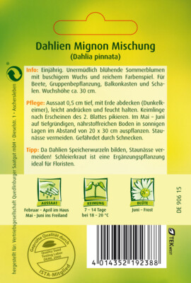 Dahlien Mignon Mischung Samen von Quedlinburger Saatgut | eBay.de