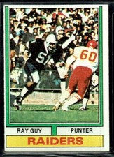 1974 TOPPS FOOTBALL OAKLAND RAIDERS RAY GUY HOF ROOKIE RC #219 EX