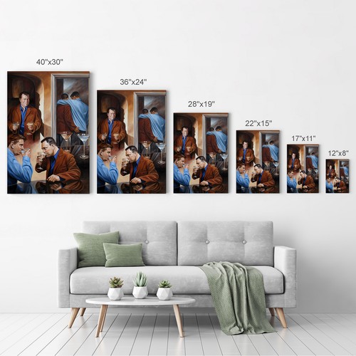 Sexy Homosexual Couple Drinking LGBT Half Nude Gay Canvas Wall Art Print - Picture 7 of 7