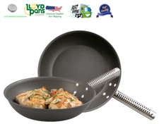 Lloydpans Kitchenware Fry Black Pans 2pc Set Hard Anodized Aluminum 700F Degrees