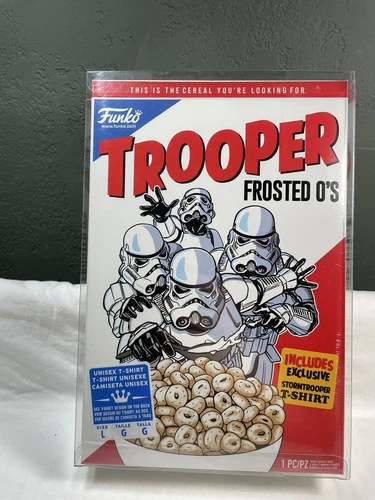 FUNKO POP Star Wars TROOPER'S FROSTED O'S Cereal Stormtrooper Tee T-Shirt L