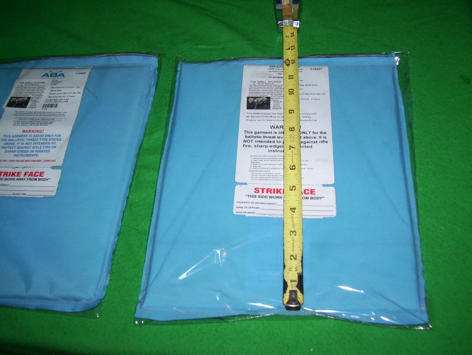 2 PC.of  BULLETPROOF Block Spall 2 Trauma Plate's Level IIIA 10X12 Body Armor  - Image 3 of 4