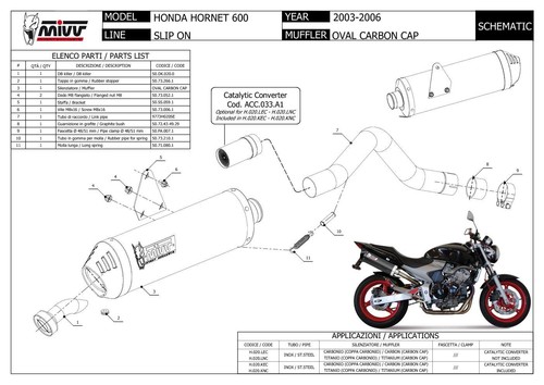 Pot D Echappament MIVV Oval Titane Carter Carbone Honda Hornet 600 2003 > 2006 - Photo 3/3