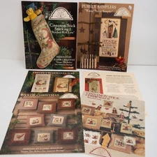 Homespun Elegance Leaflets Stocking Ornaments Sampler Christmas Patterns 6