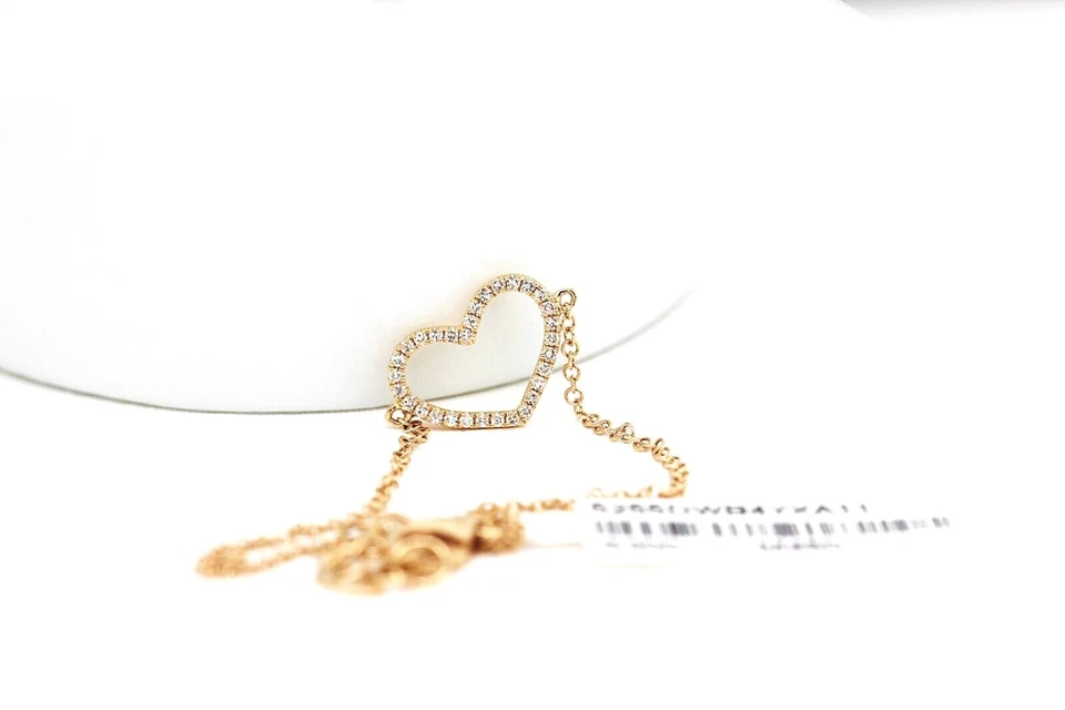 14k Heart Necklace Pendant Solid Gold Ladies Heart Natural Genuine Diamond .08ct - Image 4 of 4