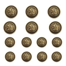14 Pieces Old Gold Button Vintage Antique Metal Buttons Set 15mm 20mm for Bla...