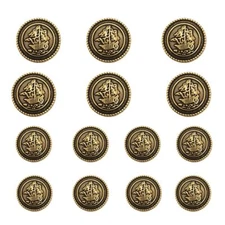 14 Pieces Old Gold Button Vintage Antique Metal Buttons Set 15mm 20mm for Bla...