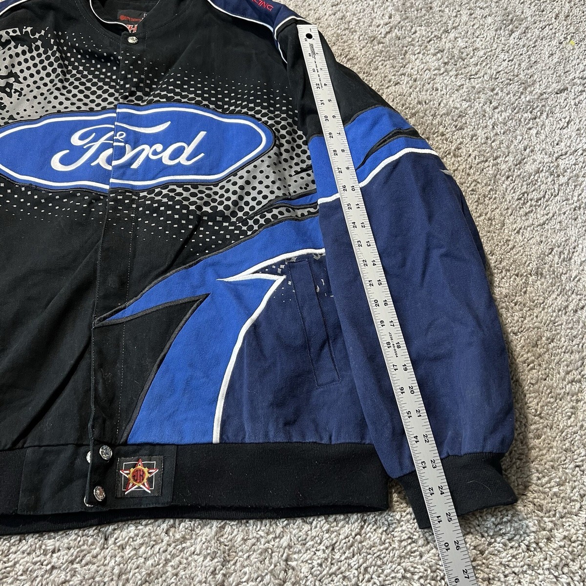 Vintage Ford Racing Jacket Mens 2XL Rare Black Blue Vintage Ford Racing Jacket Mens 2XL Rare Black Blue