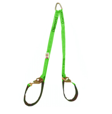 4 FT Axle V-Bridle Axle HI-VIS GREEN Diamond Weave Rollback Car Carrier Towing