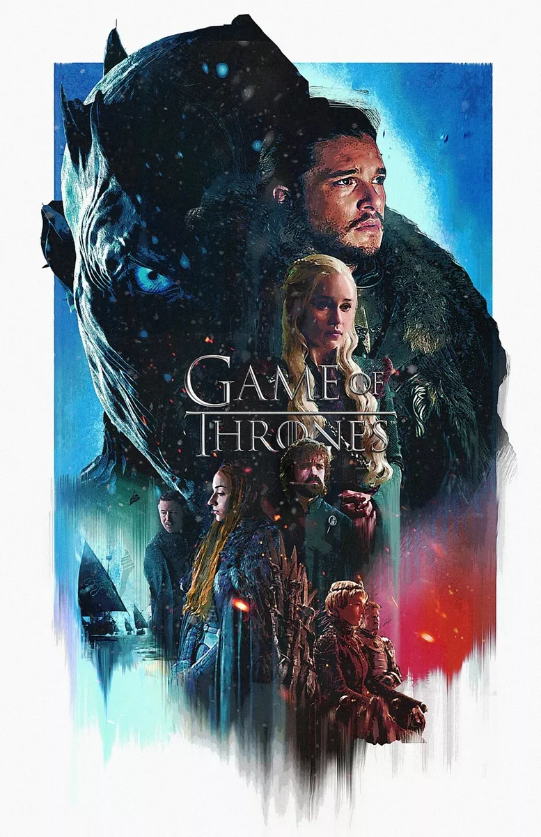 Game of Thrones Poster, Season 8, Jon Snow Daenerys Night King, NEW, USA