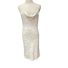 Elodie Women's Floral Print Cowl Neck Midi Slip Dress Size M Spaghetti Strap NWT
