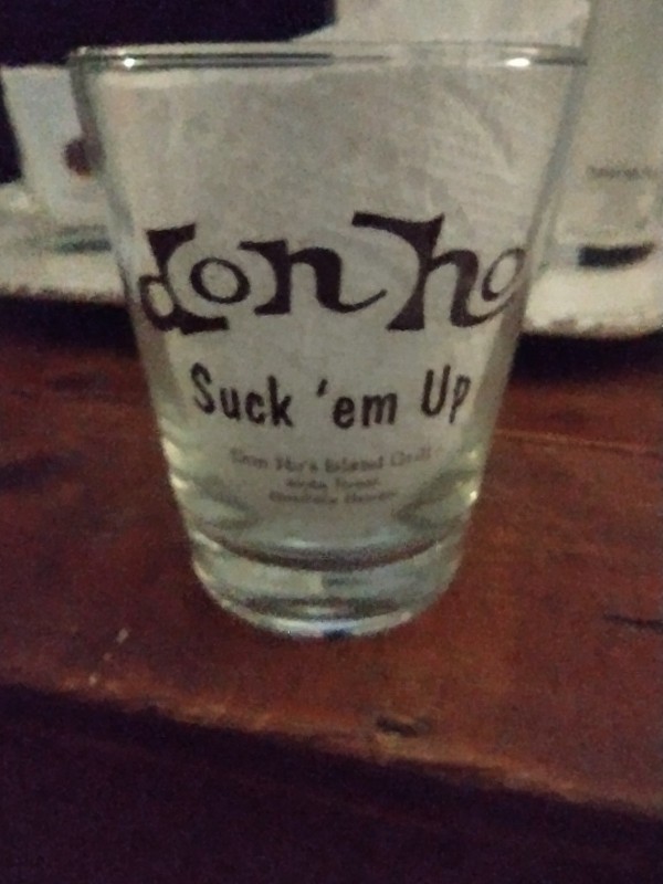 🔥Vintage "Don Ho Suck 'em Up" Bar Glass  Don Ho's Island Grill Honolulu