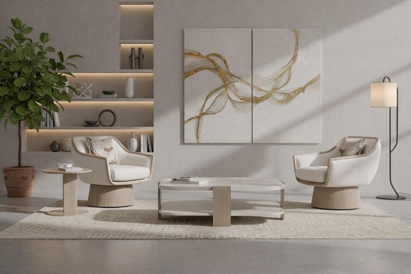 Modernes Wohnzimmer-Set Sessel Couchtisch Beistelltisch WohnzimmermöBel-image