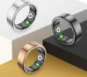 Colmi Smart Ring avec moniteur de fréquence cardiaque & Taille du sleep Tracker 8/9/10 Or/Noir
