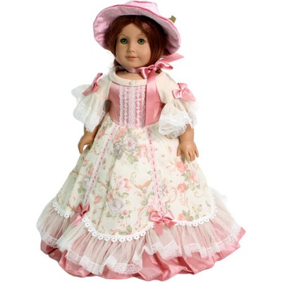 Colonial Southern Belle Dress w Bonnet 18'' Doll Clothes Fits American Girl Doll