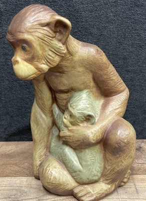 Lladró #2000 Chimpance con Cría Gres Porcelain Figurine 1970 1975 Retired Mint