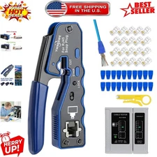 Durable RJ45 Crimper with Wire Stripper and Tester for Perfect Connections
