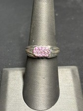 925 STERLING SILVER AND PINK TOPAZ RING SIZE 7