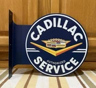 Cadillac Service Flange Sign 2 Sided Gas Garage Parts Vintage Style Wall Decor
