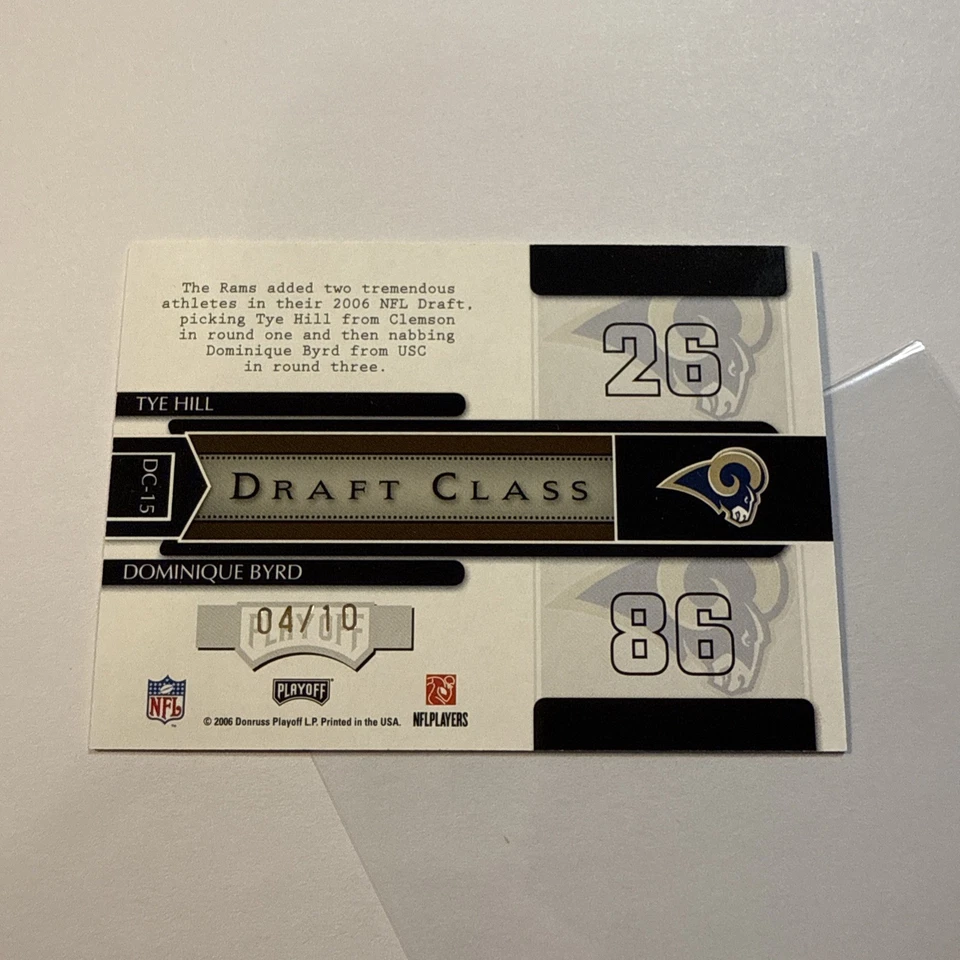 2006 Playoff Contenders Draft Class Dual AUTO RC Tye Hill Dominique Byrd Clemson - Image 2 of 2