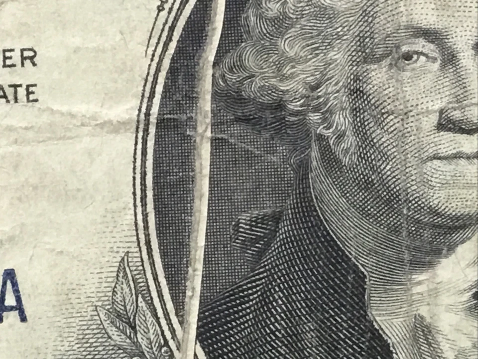 Fr. 1619 1957 $1 Silver Certificate "GUTTER FOLD ERROR" Top to Bottom ~ LA BLOCK - Image 4 of 4