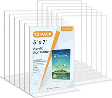 MaxGear Acrylic Sign Holder 5x7 Inches 12 Pack, 5 x 7  Vertical, Clear