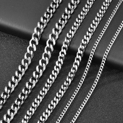 16-36'' Stainless Steel Silver Chain Cuban Curb Womens Mens Necklace 5/6/7/8/9mm
