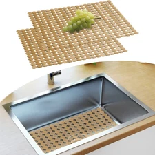 Adjustable Sink Protector Mats - Stainless Steel, Fast Draining, Easy Clean