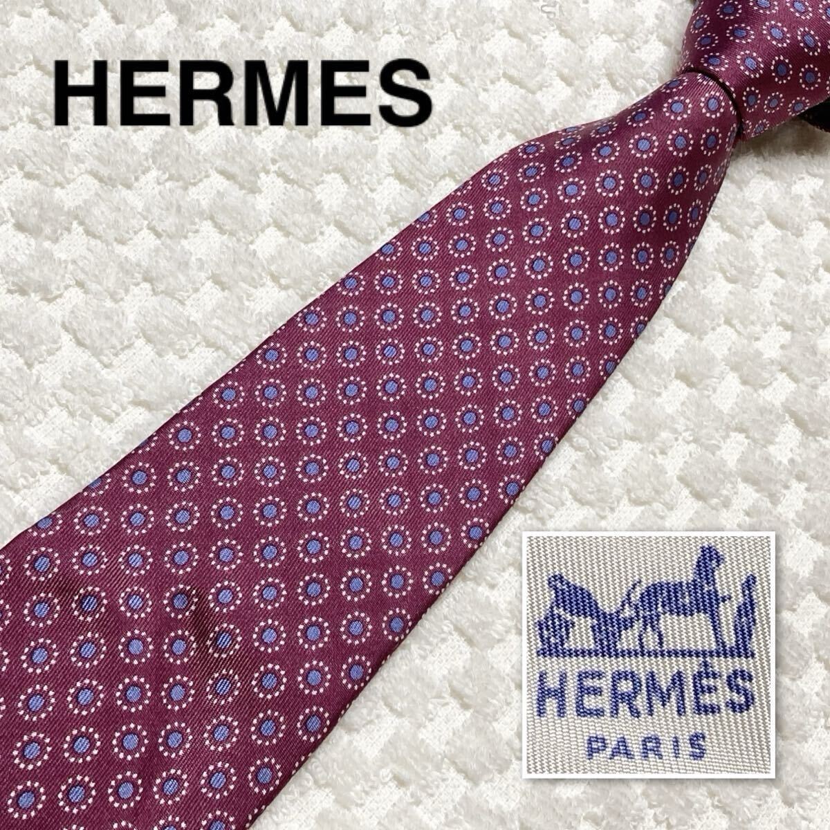 Condition HERMES Tie Small Pattern Circle Dots Al… - image 2