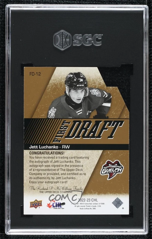 2022-23 Upper Deck CHL First Draft /15 Jett Luchanko #FD-12 SGC 9 MINT Auto - Image 2 of 2