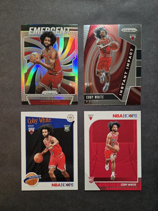 Coby White Rookie RC Lot x4 2019 Prizm Emergent Silver, Instant Impact, Hoops x2