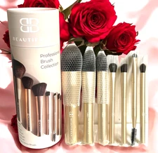 Beautifect Professional Brush Collection Matte Gold 8 Brush Heads for Face $110