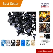 20 lbs Reflective Black Fire Glass - Elegant Ambiance for Fire Pits & Fireplaces