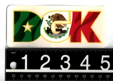 DGK Bandera Sticker 5 in x 2.1 in Dirty Ghetto Kids Mexican Flag Skate Decal