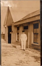 Vintage RPPC Postcard Man Standing in White Uniform Suit c.1904-1920       20227