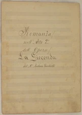AMILCARE PONCHIELLI ROMANCE ACT 2 OPERA LA JOCONDA SCORE MANUSCRIPT 1930