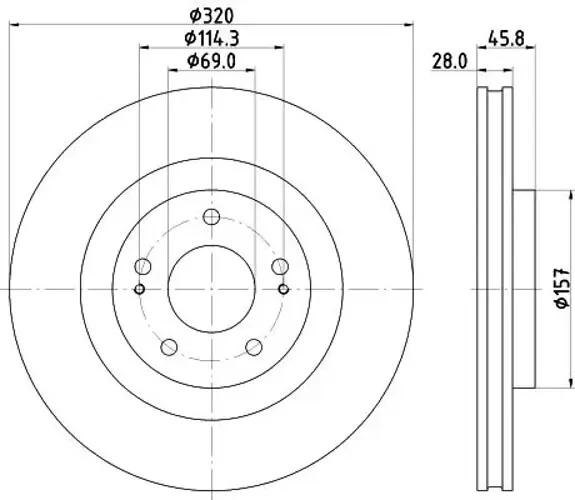 2x Bremsscheibe innenbelüftet 8DD 355 132-271 HELLA für MITSUBISHI