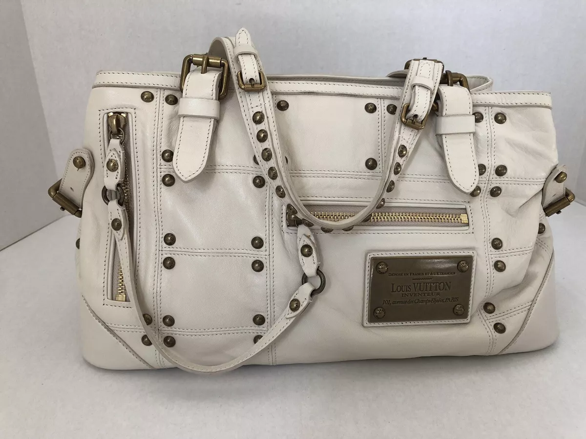 Limited Edition Louis Vuitton Lambskin Leather Riveting  Bag|White|Retail:$3,300