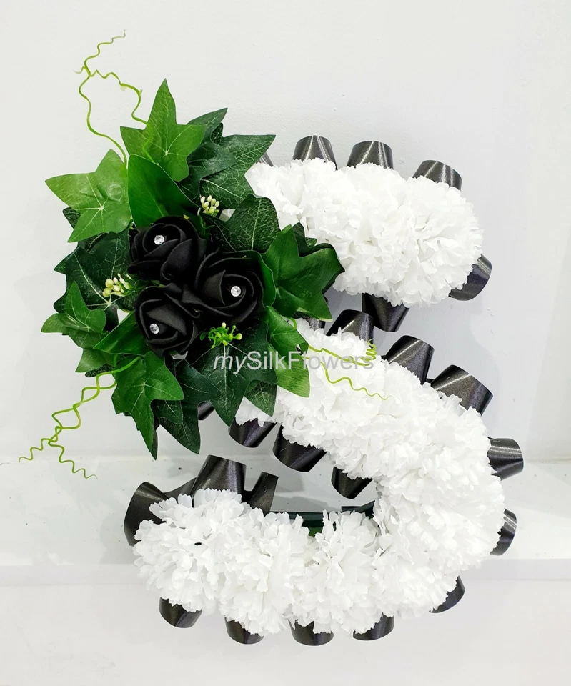 MYSILKFLOWERS LTD Artificial Silk Funeral Flower Any Single 1 Letter Name Tribute Wreath Memorial