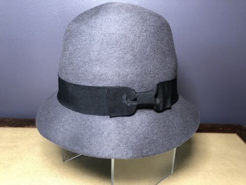 Hat Attack Women\'s Gray with Brown Ribbon 100% Wool Roaring 20\'s Bucket Hat 1920 main image 3