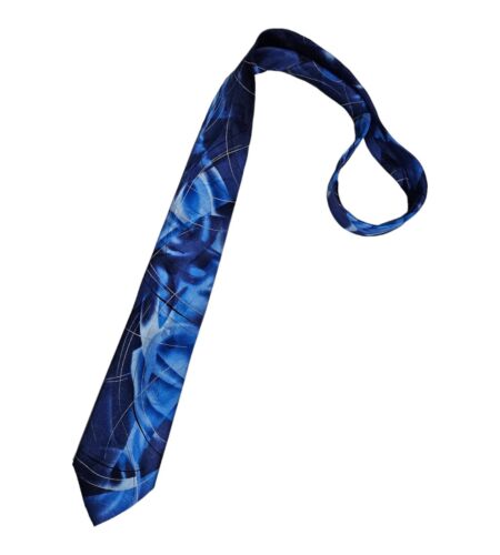 J. GARCIA XL Blue Art Silk DESIGNER Tie - Picture 1 of 4