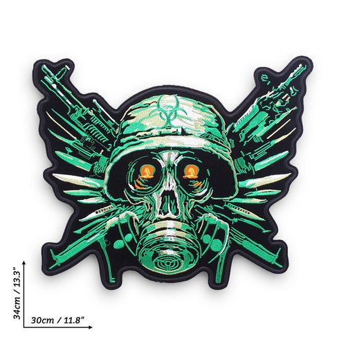 Large Skull Skeleton Biker Patch Iron on Sew on Embroidered Motorcycle Jacket - Picture 14 of 15