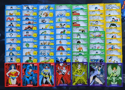 Lot of 77 different AUCHAN DC Comics cards including 7 rare embossed cards