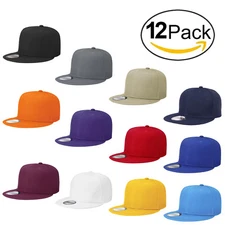 Wholesale lot 12 pcs Blank Snapback Hats Hip Hop Style Adjustable Size Flat Bill