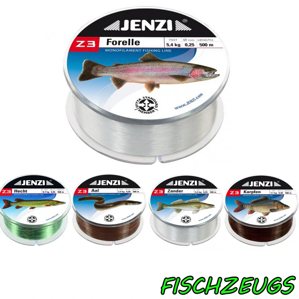 Angelschnur Monofil Raubfischschnur Forelle Hecht Zander Aal Karpfen 500m Jenzi
