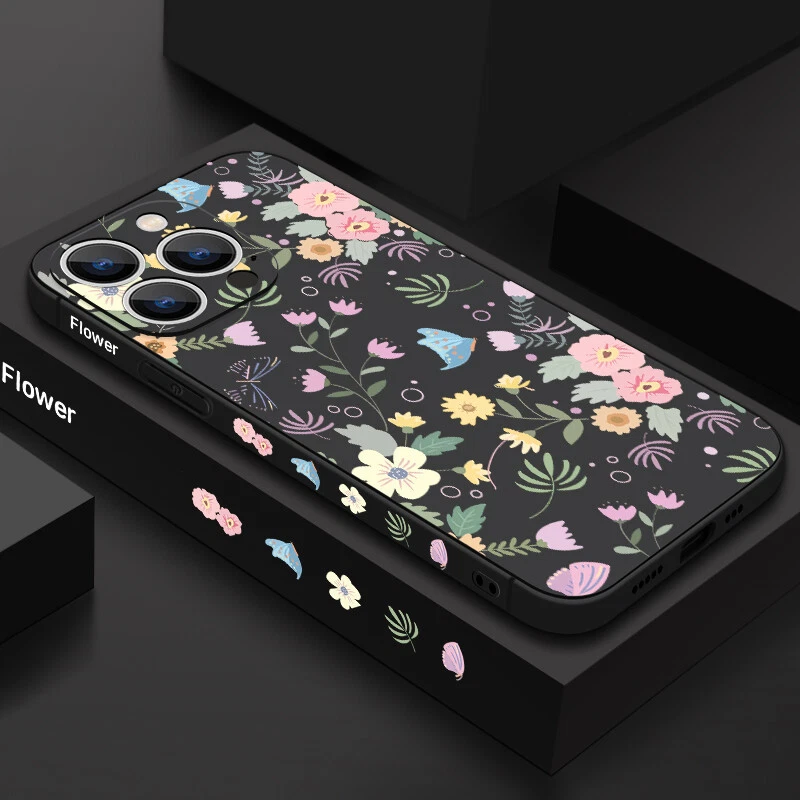 Phone Case For iPhone 16 15 Pro Max 14 13 12 11 8 XS Silicone Flowers Slim Cover Phone Case For iPhone 16 15 Pro Max 14 13 12 11 8 XS Silicone Flowers Slim Cover