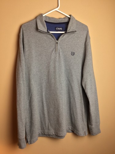 Chaps Mens Large Grey Half Zip Pullover 
